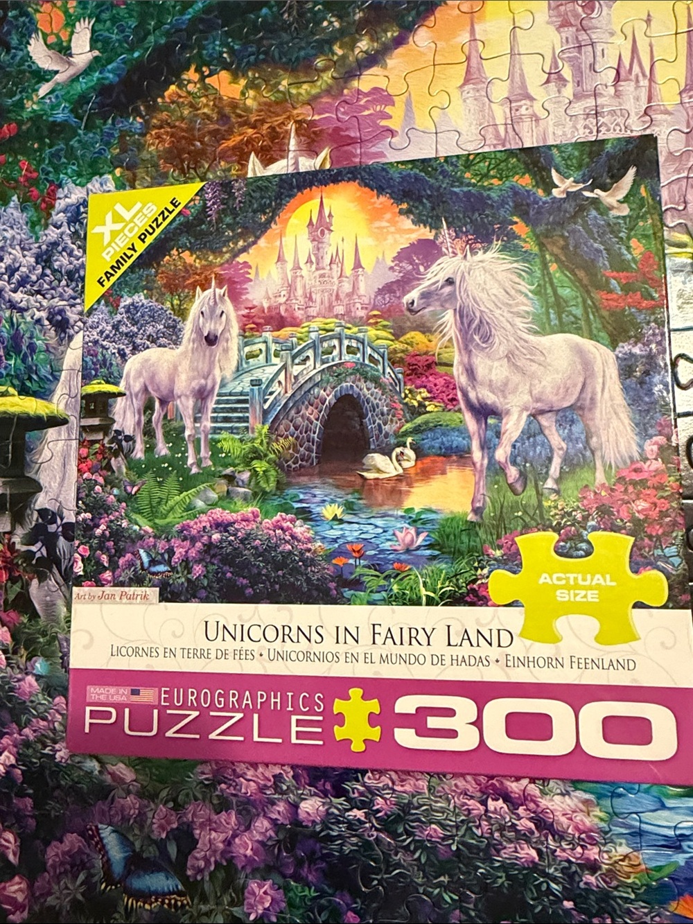 🧩 300 large piece Eurographics “Unicorns in Fairy Land” family puzzle. Complete